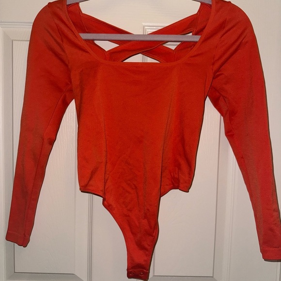Anthropologie “Viviette” Long Sleeve Bodysuit Orange Size S/M - Picture 2 of 4